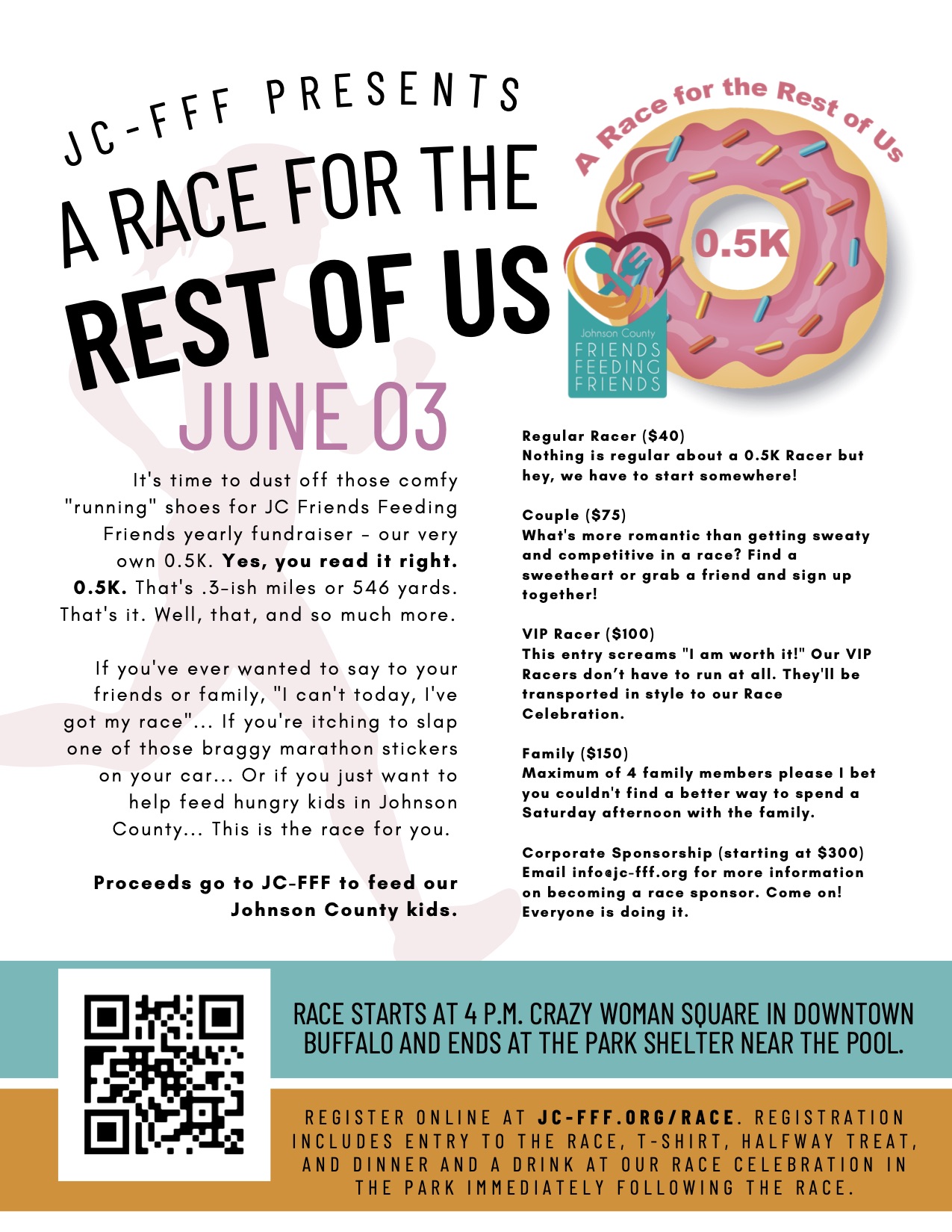 Sign Up Now for JC-FFF’s 2nd Annual 0.5K Race for the Rest of Us – June 3, 2023 @ 4:00 pm