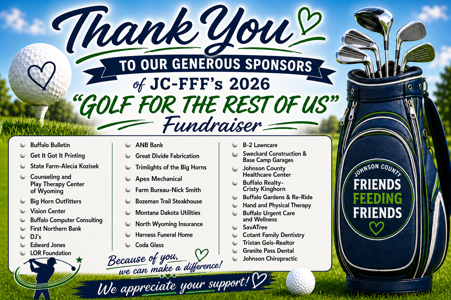 A big THANK YOU to our HOLE sponsors!